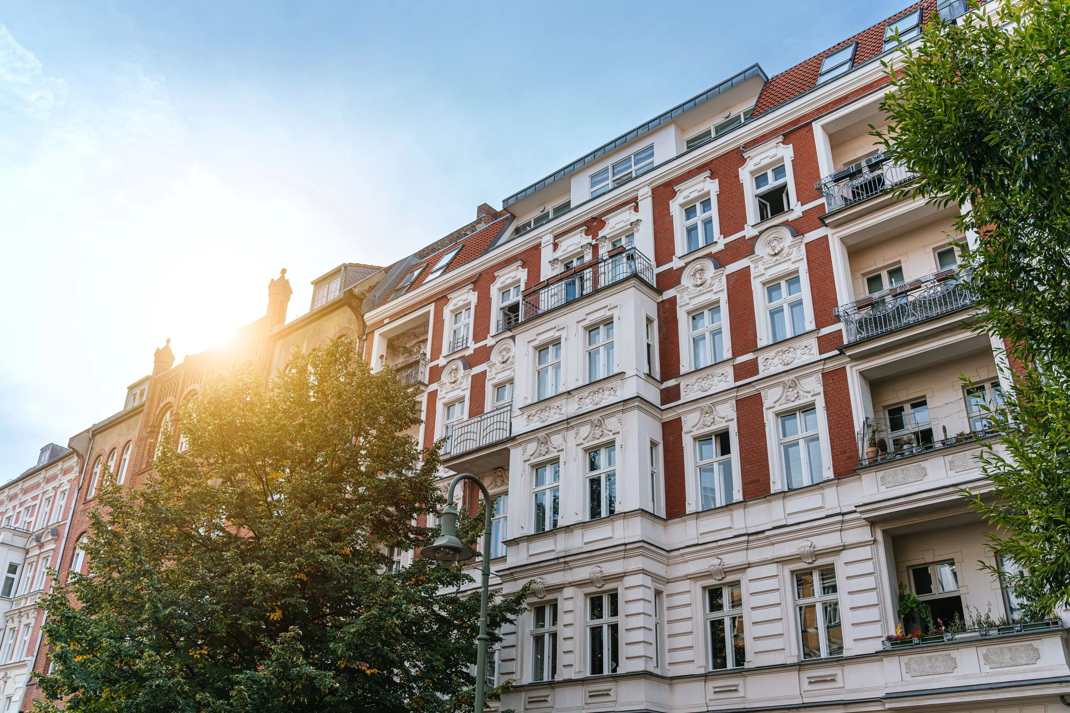 Apartment building exterior for real estate marketing
